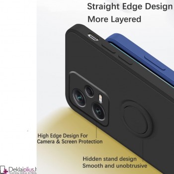 Švelnaus silikono dėklas su žiedu - juodas Xiaomi Redmi Note 12 5G/Poco X5 5G telefonui Švelnaus silikono dėklas su žiedu - juodas Xiaomi Redmi Note 12 5G/Poco X5 5G telefonui